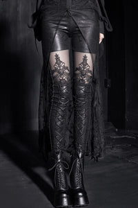 Thumbnail for Gothic Romance Lace-Up Leggings