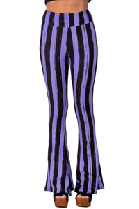 Thumbnail for Distressed Black & Purple Striped Flares