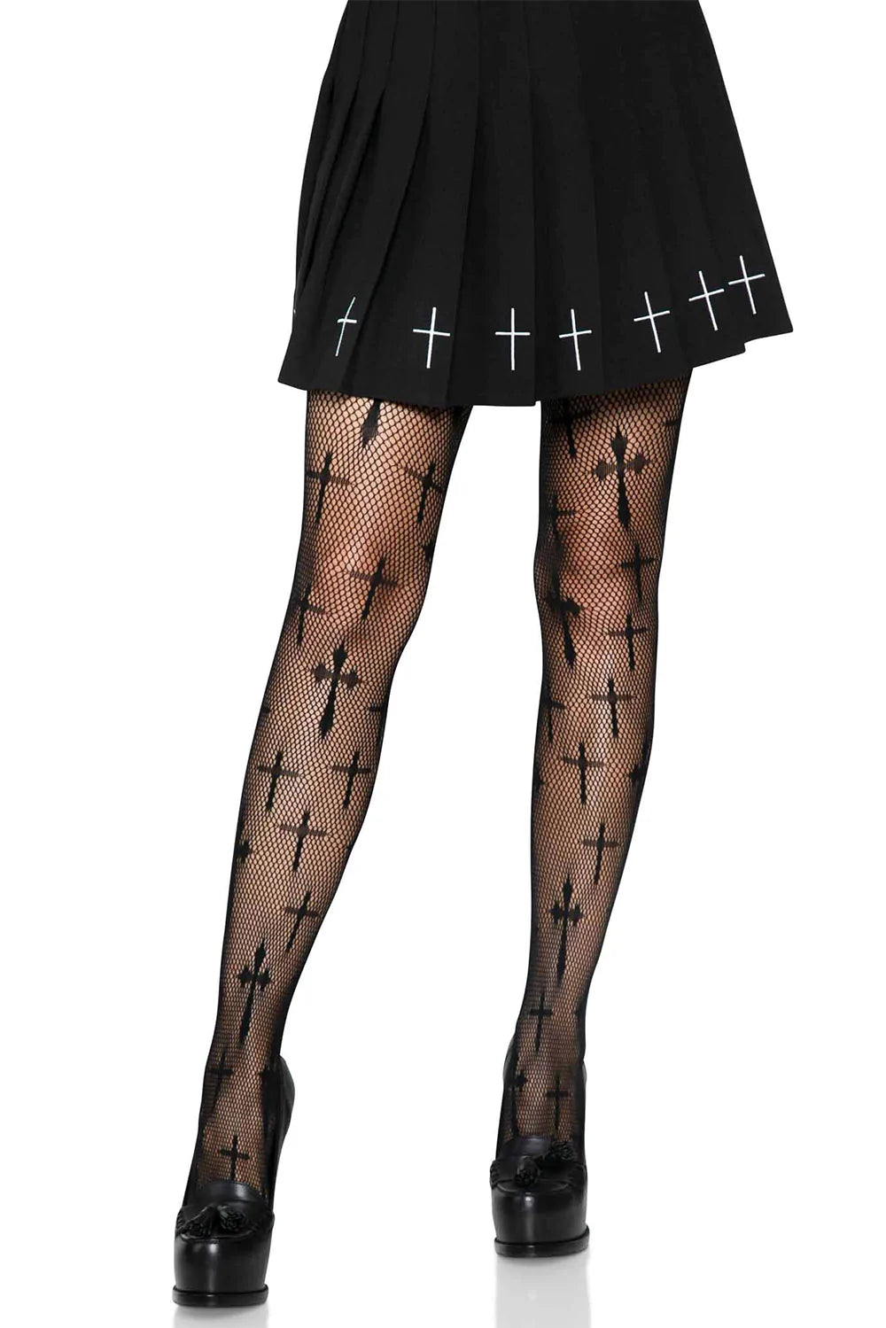 Worship Me Cross Net Tights