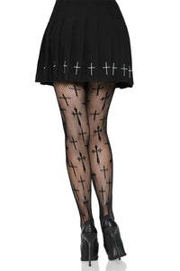 Worship Me Cross Net Tights