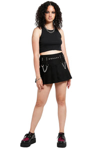 Thumbnail for Tripp Studded Chain Skirt [Black]