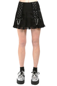 Thumbnail for Lolita Pleated Skirt [Black/Black]