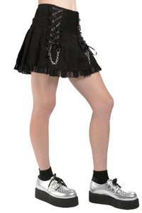 Thumbnail for Lolita Pleated Skirt [Black/Black]