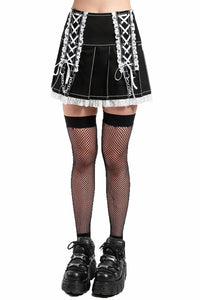 Thumbnail for Lolita Pleated Skirt [Black/White]