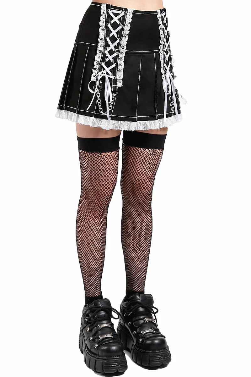 Lolita Pleated Skirt [Black/White]