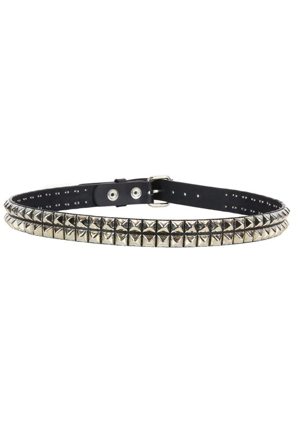 2 Rows Punk Pyramid Stud Belt [Silver]