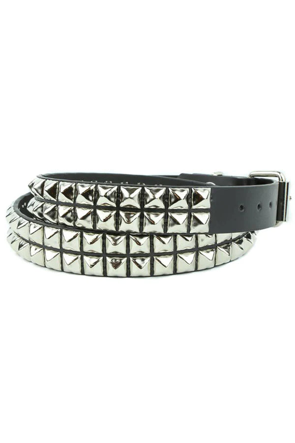 2 Rows Punk Pyramid Stud Belt [Silver]