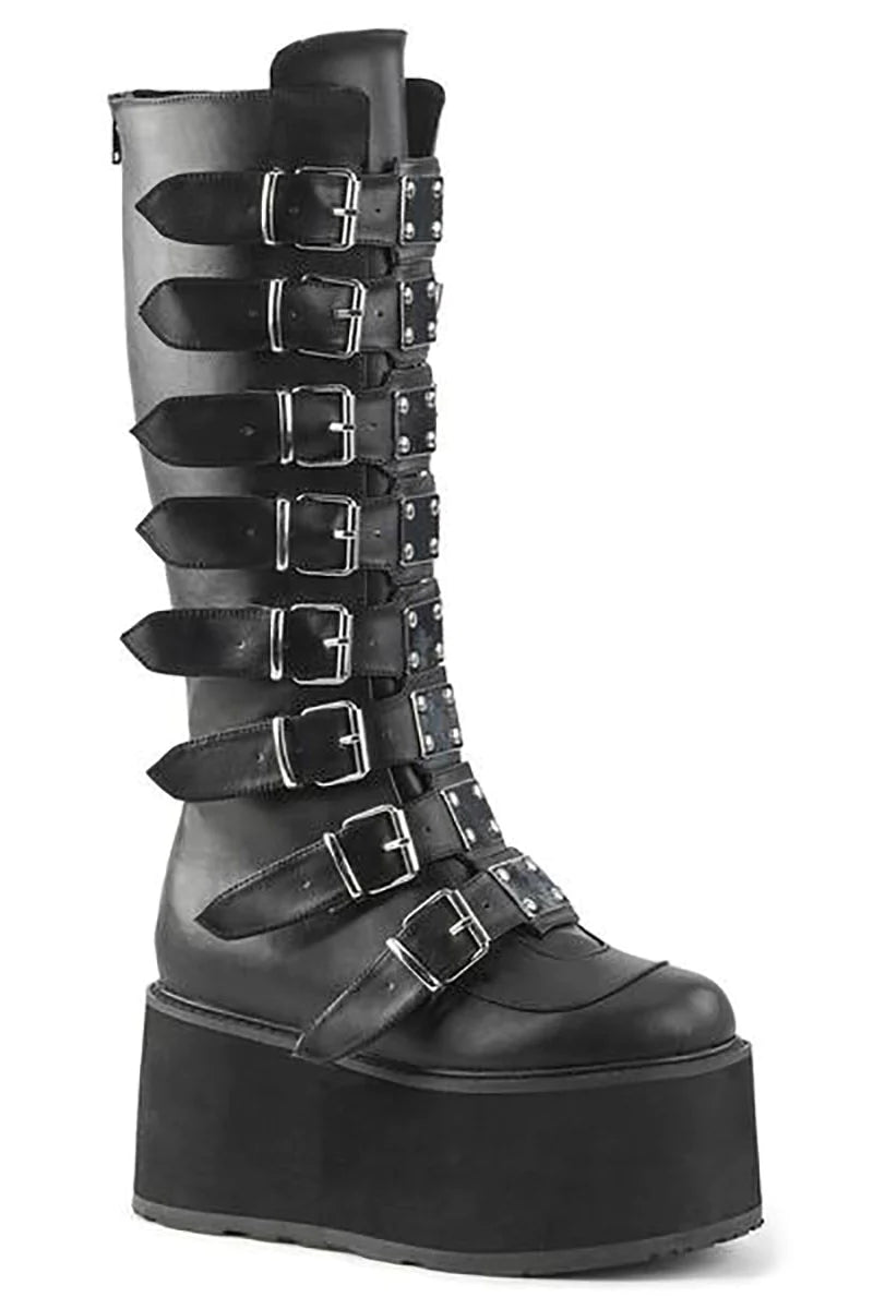 Queen of the DAMNED-318 Boots [Black Vegan Leather]