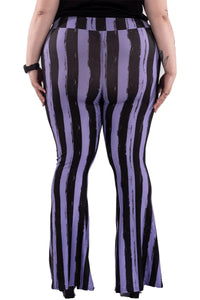 Thumbnail for Distressed Black & Purple Striped Flares