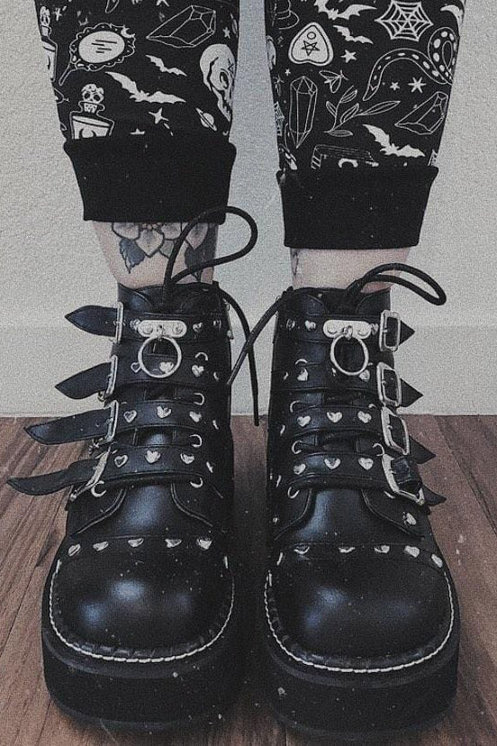 Heathen Heart Boots EMILY-315 [Black Vegan Leather]