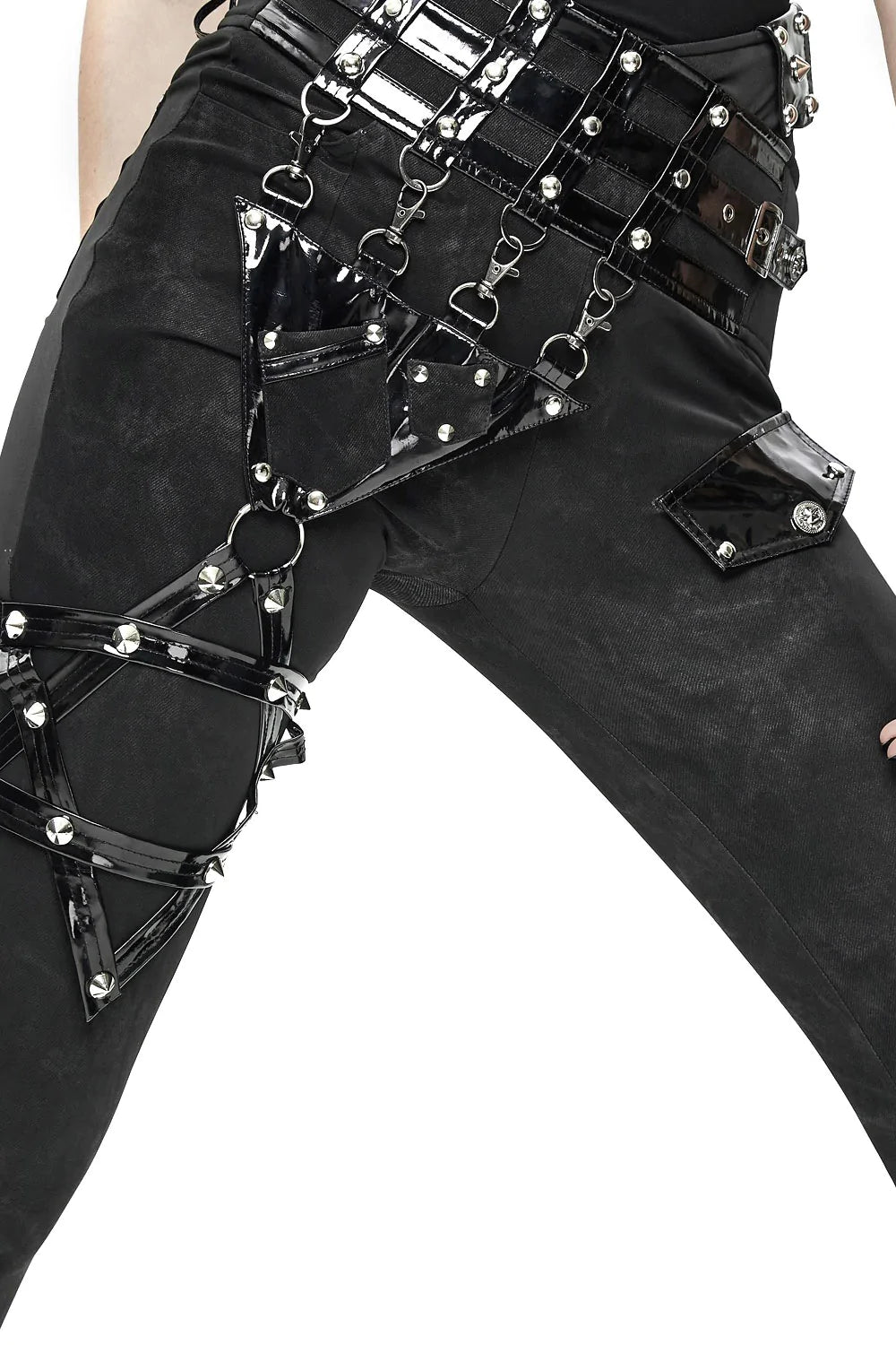 Midnight Hex Garter Belt Punk Pants