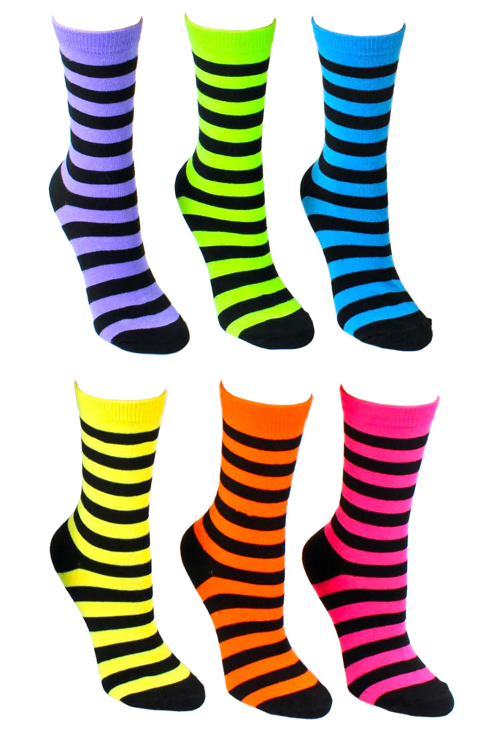 Neon Striped Crew Socks