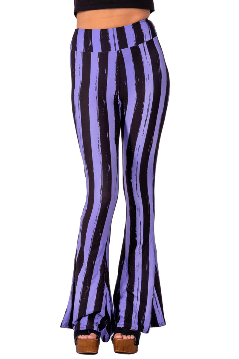 Distressed Black & Purple Striped Flares