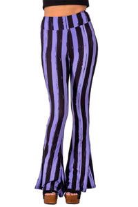 Thumbnail for Distressed Black & Purple Striped Flares